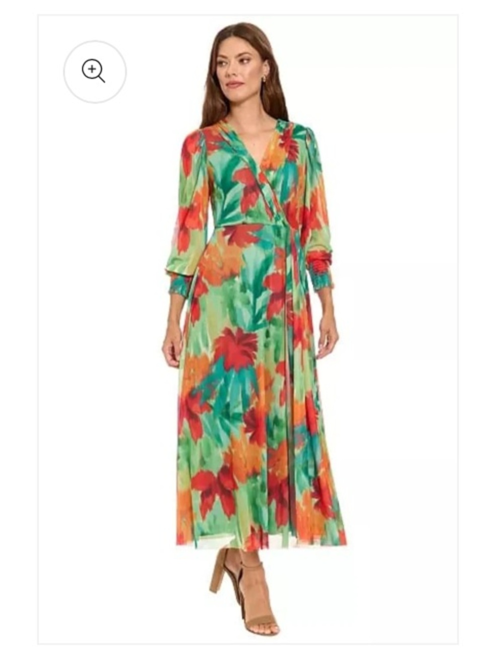 London Times Multicolor Abstract Floral Wrap Maxi Dress